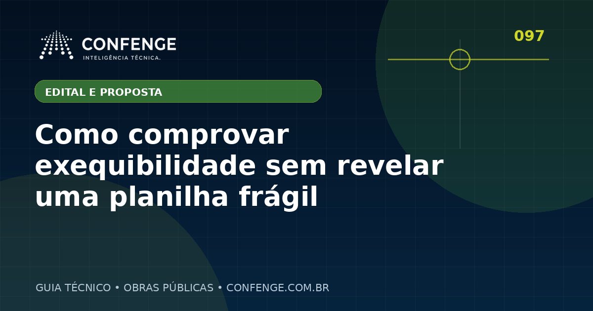Como comprovar exequibilidade sem revelar uma planilha frágil