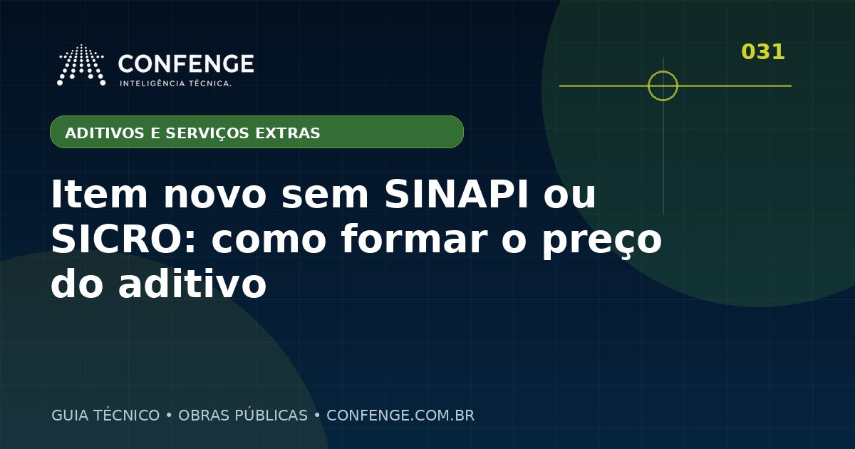 Item novo sem SINAPI ou SICRO: como formar o preço do aditivo