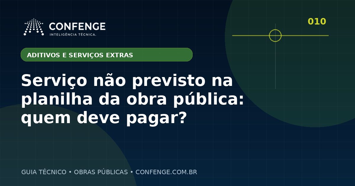 Serviço não previsto na planilha da obra pública: quem deve pagar?